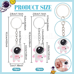 30Pcs 2 Styles Astronaut PVC & Iron Pendant Keychains&nbsp;KEYC-NB0001-84A