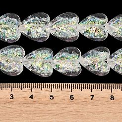 手作りのフォイルのガラスビーズ  ハート  ミディアムスプリンググリーン  16x15x9mm  穴：1.5mm  1.5mm  約24個/連  12.59~13.18インチ（32~33.5cm）&nbsp;DICH-C001-01A