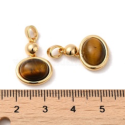 天然石タイガーアイペンダント  真鍮のオーバルチャーム  18KGP本金メッキ  18x13x6mm  穴：4.5x3mm&nbsp;KK-M270-45G