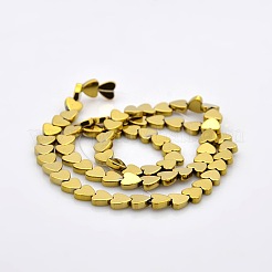 磁気なし合成ヘマタイトハートビーズ連売り  ニッケルフリー＆鉛フリー  黄金メッキ  6x6mm  穴：1mm  約75個/連  16インチ&nbsp;G-M074-02