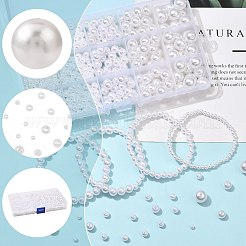 448 個 5 スタイル ABS プラスチック模造パールビーズ  ラウンド  ホワイト  4~12mm  穴：1.6~2.3mm&nbsp;KY-FS0001-45