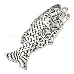 チベット風合金ビッグサイズペンダントトップ  魚のチャーム  アンティークシルバー  96x36x5mm  穴：4.5mm&nbsp;FIND-D037-06AS