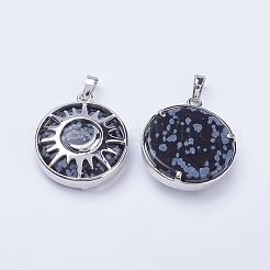 Natural Snowflake Obsidian Pendants&nbsp;G-K234-B08