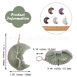 6Pcs 6 Style Natural & Synthetic Gemstone Tree of Life Wire Wrapped Pendants&nbsp;G-SZ0001-66