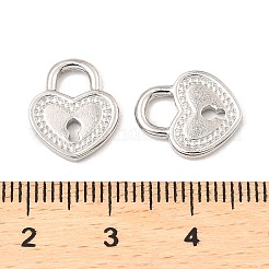 変色しない304ステンレススチールチャーム  ハート南京錠チャーム  ステンレス鋼色  13.5x11x1.8mm  穴：3.5x4mm&nbsp;STAS-A089-33P