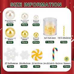 DIY クリスマス花瓶フィラー  キャンディケイン＆ロリリップポリマークレイ＆プラスチックラウンドビーズを含む  スノーフレーク pvc ネイル アート スパンコール  きいろ  10mm&nbsp;DIY-BC0009-67