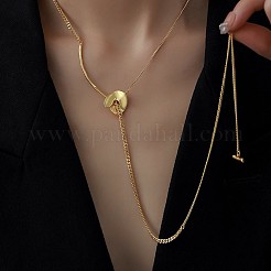 ハート留め金付きステンレススチールカーブバーペンダントネックレス  ゴールドカラー  31.50インチ（80cm）&nbsp;NJEW-D054-05