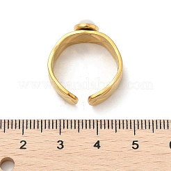 天然宝石の指輪  304ステンレススチールオープンカフリング  イオンプレーティング（ip）  18KGP本金メッキ  7mm  調整可能&nbsp;RJEW-K290-09G