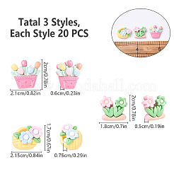 60Pcs 3 Styles Opaque Resin Cabochons&nbsp;RESI-YW0002-02