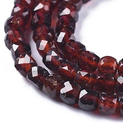 天然石ガーネットビーズ連売り  多面カット  キューブ  4x4x4mm  穴：0.7mm  約97個/連  15.35インチ（39cm）&nbsp;G-E560-A18