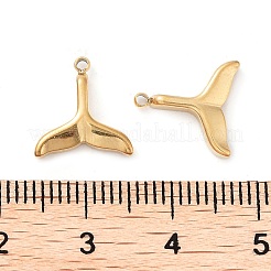 304ステンレススチールチャーム  フィッシュテイル チャーム  14KGP本金メッキ  12x11.5x2.5mm  穴：1.2mm&nbsp;X-STAS-L022-367G