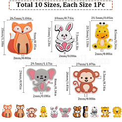 10 個 10 スタイルのシリコン焦点ビーズ  ミックスカラー  27.5~35x18~29.5x7~9mm  穴：2~2.5mm  1個/スタイル&nbsp;SIL-SC0002-11