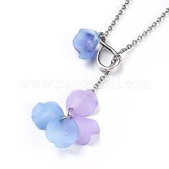 Petal Acrylic Lariat Necklaces&nbsp;NJEW-JN02419-06