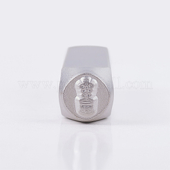鉄の金属切手  鉢植えの植物模様  プラチナ  65.5x10mm&nbsp;AJEW-BC0005-56B