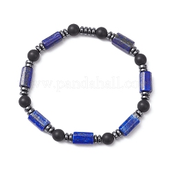 天然＆合成混合宝石ビーズストレッチブレスレット  コラム  ビーズ：10x6.5~7mm  内径：2-1/4インチ（5.6cm）&nbsp;BJEW-JB12722