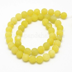 天然なレモンジェイドのラウンドビーズ連売り  艶消し  ラウンド  8mm  穴：1mm  約44~46個/連  14~5.14インチ&nbsp;X-G-D677-8mm