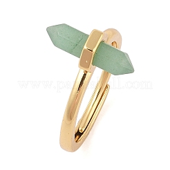 Double Pointed Hexagonal Prism Natural Mixed Stone Adjustable Rings for Women&nbsp;RJEW-G327-01G