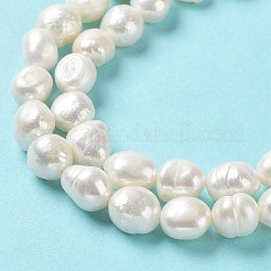 天然養殖淡水パールビーズ連売り  両面研磨  グレード3 A  貝殻色  9~11x9~10x7~8mm  穴：0.6mm  約34~35個/連  13.98''（35.5~36.5センチメートル）&nbsp;PEAR-Z002-12