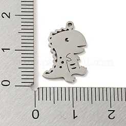 変色しない201ステンレススチールペンダント  レーザー切断  恐竜  ステンレス鋼色  17x13.5x1mm  穴：1.2mm&nbsp;FIND-Z009-03P