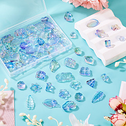 64Pcs Gradient Color Transparent Glass Beads&nbsp;GLAA-TA0003-48G
