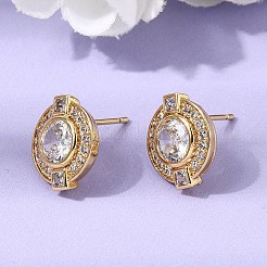 Brass Micro Pave Cubic Zirconia Stud Earrings&nbsp;EJEW-G471-05G
