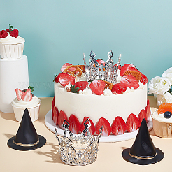 PVC魔女帽子2個  ハロウィンパーティーの飾り付けに  誕生日ケーキのデコレーション用プラスチック製クラウン2個付き  ミックスカラー  76x76x67mm&nbsp;AJEW-ME0002-49