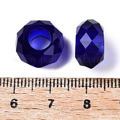 ガラスヨーロピアンビーズ  大穴ビーズ  芯金がない  ロンデル  ミディアムブルー  14x8mm  穴：5mm&nbsp;GDA007-25