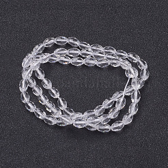 ガラスビーズ連売り  多面カット  オーバル  透明  6x4mm  穴：1mm  約65~70個/連  14.96インチ〜15.16インチ（38~38.5cm）&nbsp;GC891Y-14