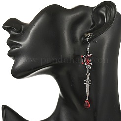 Alloy Rhinestone & Glass Teardrop Dangle Earrings&nbsp;EJEW-JE07513