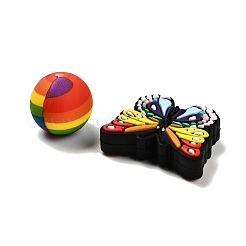 25Pcs Butterfly & Round Silicone Focal Beads&nbsp;SIL-L005-02F