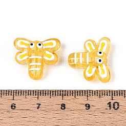 手作りのランプワークエナメルビーズ  トンボ  ゴールド  17.2x19.2x8mm  穴：1.6mm&nbsp;LAMP-T023-26J