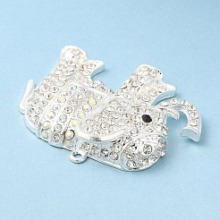 亜鉛合金チャーム  ラインストーン付き  象  クリスタル  38.5x55.5x9mm  穴：2mm&nbsp;ALRI-Q364-03S-01