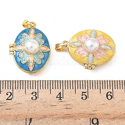 Brass Enamel Locket Pendants&nbsp;KK-F923-02B-G