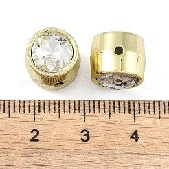 めっき合金ビーズラック  ラインストーン付き  チューブ  クリスタル  11x11mm  穴：1.6mm&nbsp;FIND-B038-04G-02