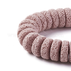 天然溶岩岩ビーズ連売り  染め  フラットラウンド/ディスク  ピンク  15~16x5~6mm  穴：2mm  34個/連  7.80''（19.8cm）&nbsp;G-F671-02B-14