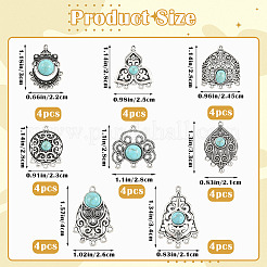 32Pcs 8 Styles Alloy with Synthetic Turquoise Chandelier Component Links&nbsp;FIND-SZ0019-81