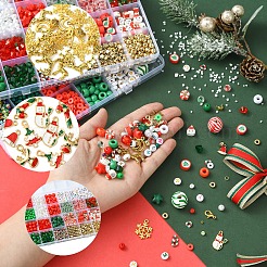 クリスマス DIY ポリマー粘土 & アクリル & ガラスビーズ: ブレスレット作成キット  ミックスカラー  6x1mm  穴：2mm&nbsp;DIY-FS0007-99