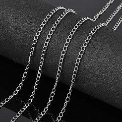変色しにくい304ステンレススチールカーブチェーン  ハンダ付け  スプールで  ステンレス鋼色  4x3x0.6mm  約328.08フィート（100m）/ロール&nbsp;CHS-R005-100m-01