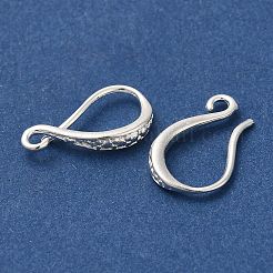真鍮のピアスフック  カドミウムフリー＆鉛フリー  925銀メッキ  15x9x2.5mm  穴：1.4mm  ピン：0.8mm&nbsp;KK-H502-14S