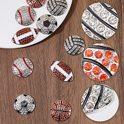 10Pcs 5 Styles Sports Balls Alloy Rhinestone Cabochons&nbsp;FIND-SC0023-43