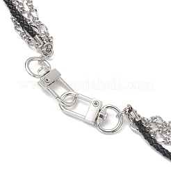 Summer 304 Stainless Steel Figaro Chain & Braided Leather Cord Chain Belts&nbsp;NJEW-C00034