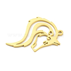 304ステンレスペンダント  レーザー切断  ウルフヘッドチャーム  ゴールドカラー  28x20x1mm  穴：1.4mm&nbsp;LS-STAS-Q255-06G