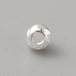 真鍮ビーズ  長持ちメッキ  多面カット  ロンデル  銀  4x3mm  穴：1.5mm&nbsp;KK-WH0081-02B-S