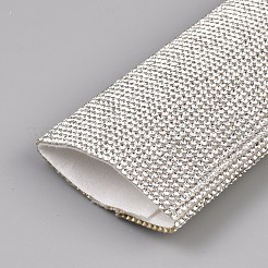 ラインストーン使い捨てマイクスリーブ  飛沫防止防塵マイクカバー  長方形  銀  185x55x6mm&nbsp;AJEW-WH0410-141C