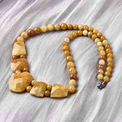 Natural Topaz Jade Faceted Bib Graduated Beaded Necklaces for Women&nbsp;NJEW-B128-01G