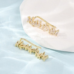 真鍮製パヴェキュービックジルコニアスタッドクローラーピアス  三角形  18KGP本金メッキ  カドミウムフリー＆鉛フリー  長持ちメッキ  ラックめっき  透明  24.5x7x8mm&nbsp;KK-CBAA351-06G