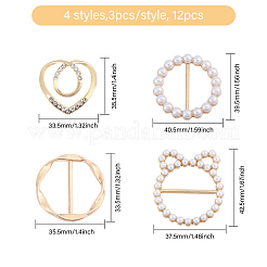 12種類のスタイルの合金樹脂バックル留め具4個  ストラップベルト用  服飾材料  ゴールドカラー  混合図形  33.5~43.5x35.5~42.5x4~10mm  3個/スタイル&nbsp;FIND-GL0002-20