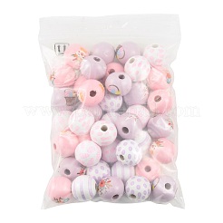 40Pcs 10 Colors Easter Theme Printed Wood Beads&nbsp;WOOD-FS0002-55B