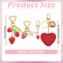 8Pcs 4 Style Alloy Enamel & Resin & Handmade Polymer Clay Pendant Decorations&nbsp;HJEW-DR00272