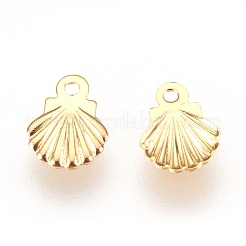 304ステンレスペンダント  DIYのジュエリーには  シェル  24KGP本金メッキ  7.5x5.5x0.5mm  穴：0.8mm&nbsp;X-STAS-G176-35G